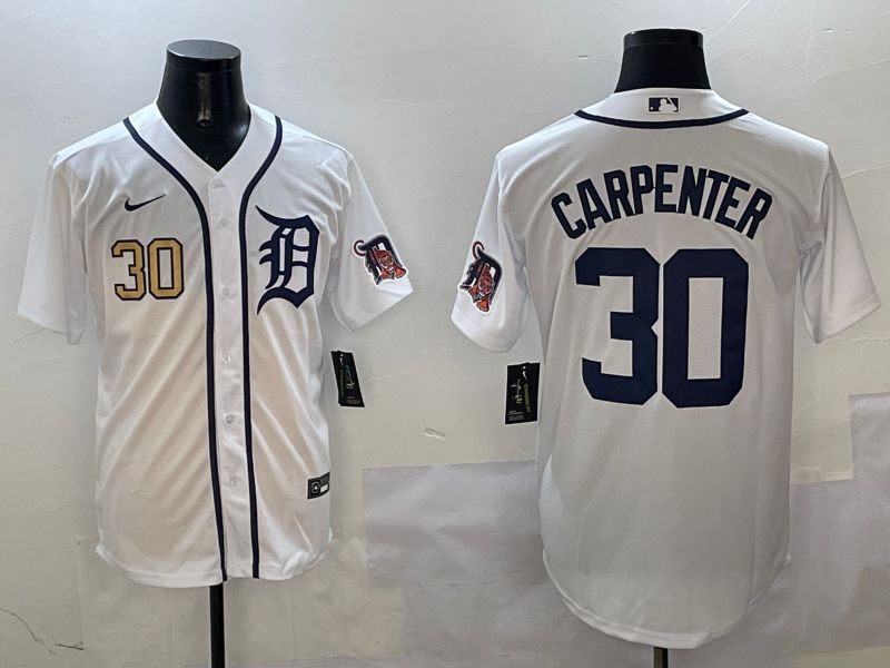 Men Detroit Tigers #30 Carpenter White Game 2025 Nike MLB Jersey style 3114->detroit tigers->MLB Jersey